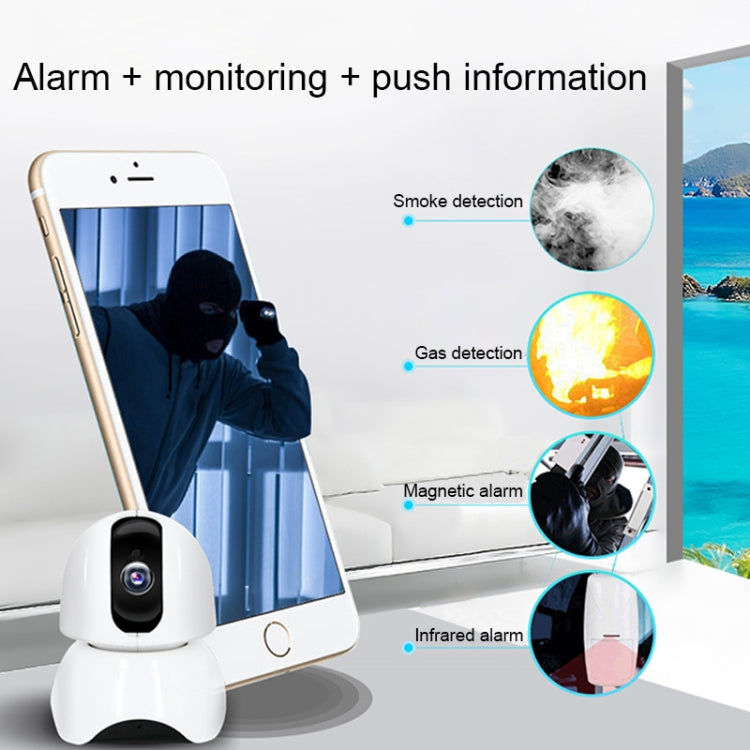 White security camera on base with black lens module for monitoring
