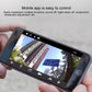 Black mini 1080P WiFi IP camera with LCD screen, held in hand