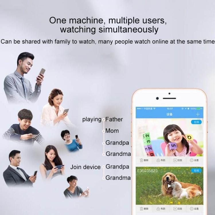 WiFi IP camera live view displayed on smartphone app screen