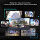 Mini dome IP camera with lens and recorded video thumbnail screens