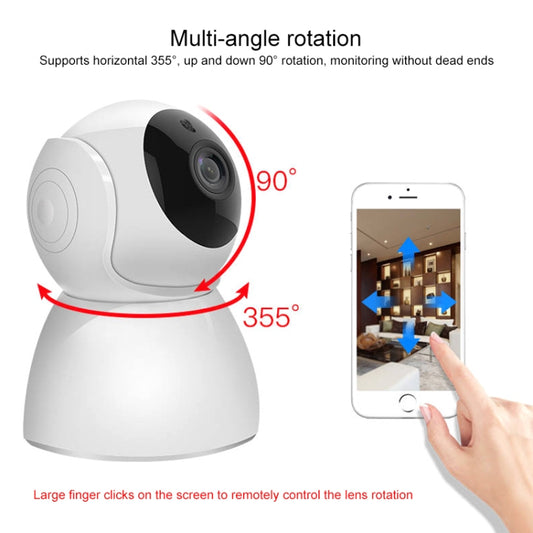 Rotating indoor security camera dome with black lens on white base