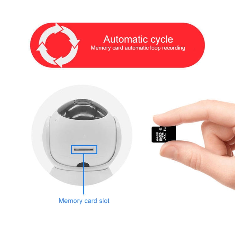 White security camera showing memory card slot and front lens