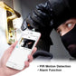 Smartphone showing security camera app near door lock with gloved hands