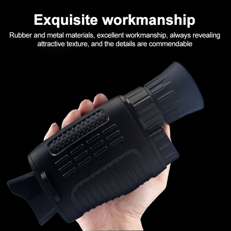 Infrared night vision thermal monocular held in hand, rubber grips and textured top