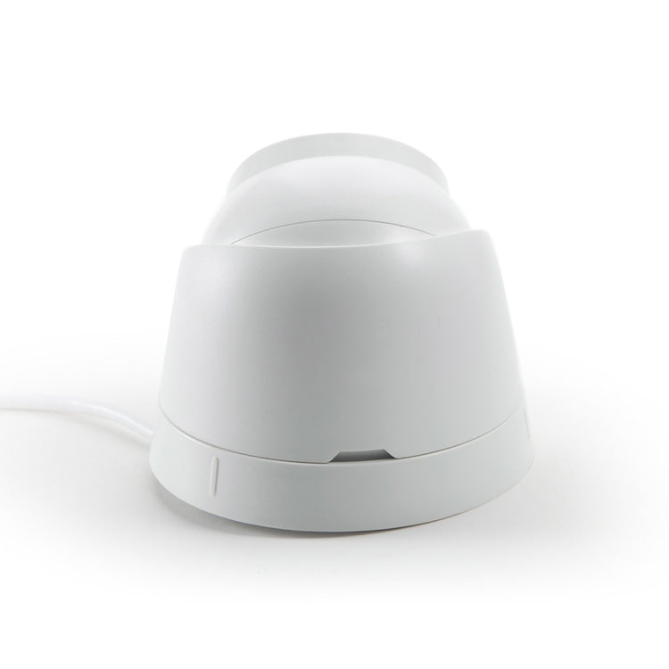 White indoor security dome camera viewed from the front