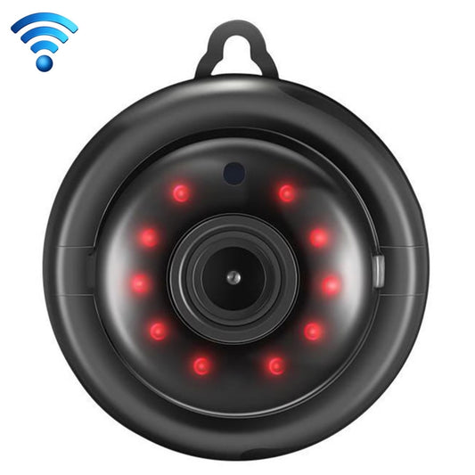 Mini HD WiFi IP camera front view with lens and red infrared LEDs