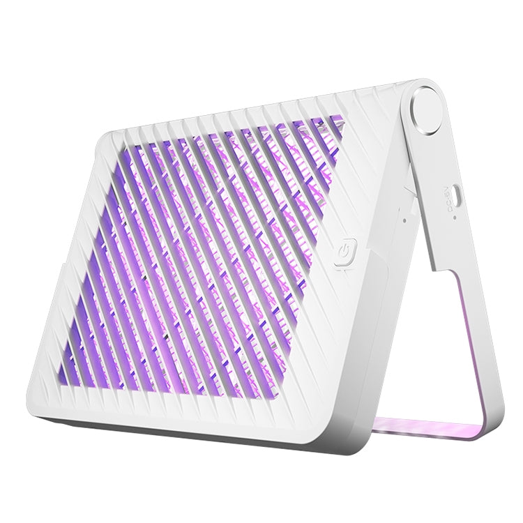 White foldable electric mosquito killer lamp with glowing purple light grid
