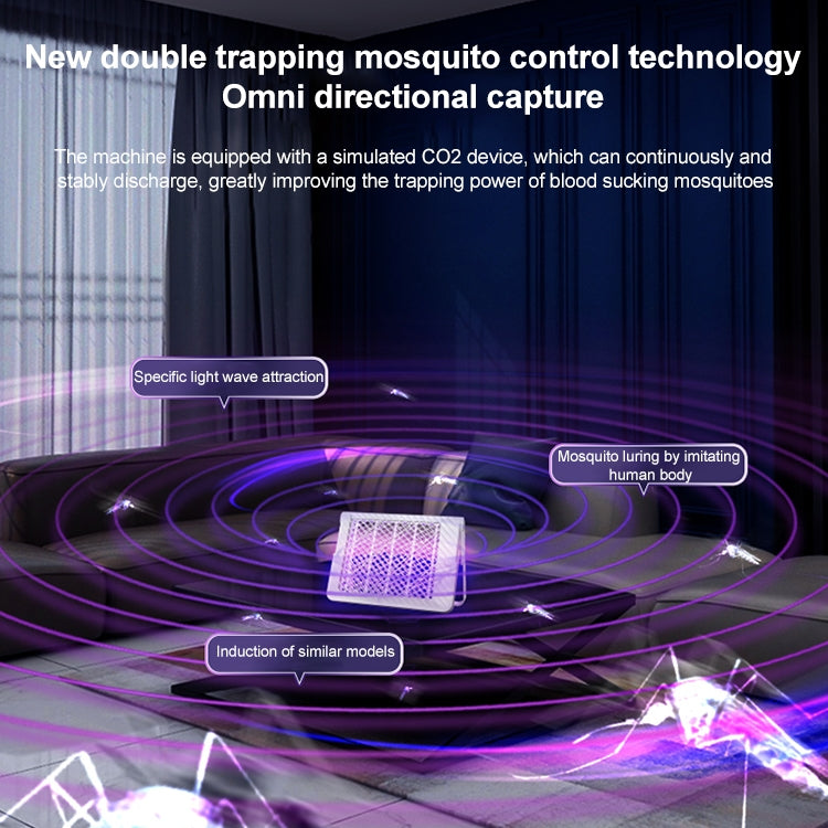 White foldable mosquito killer lamp with illuminated purple grid emitting light