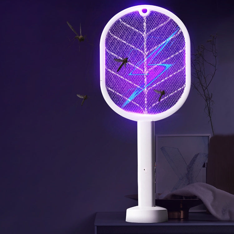Purple light mosquito killer device with circular mesh intake and white stand