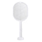 White mosquito trap device with circular metal mesh grille and upright handle