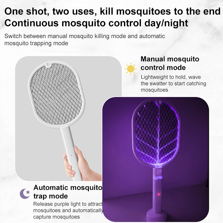 Mosquito trap device with mesh head and purple glowing lamp base