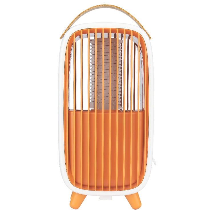 Orange and white mosquito killer with top handle and vertical grille bars