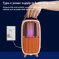 Orange mosquito killer shown connected to a power outlet with charging cable