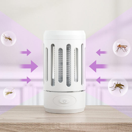 Portable white electric mosquito killer with vertical UV/LED lamp slots and power button