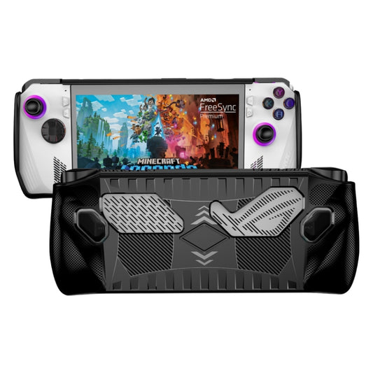 Black TPU protective case for handheld game console, textured grip and port cutouts