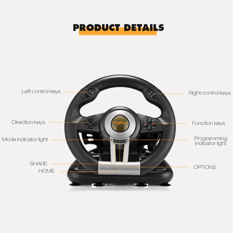 Racing steering wheel controller front panel with direction and function buttons.