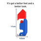 Blue and red pocket-knife fidget toy with white interlocking jigsaw-like pieces