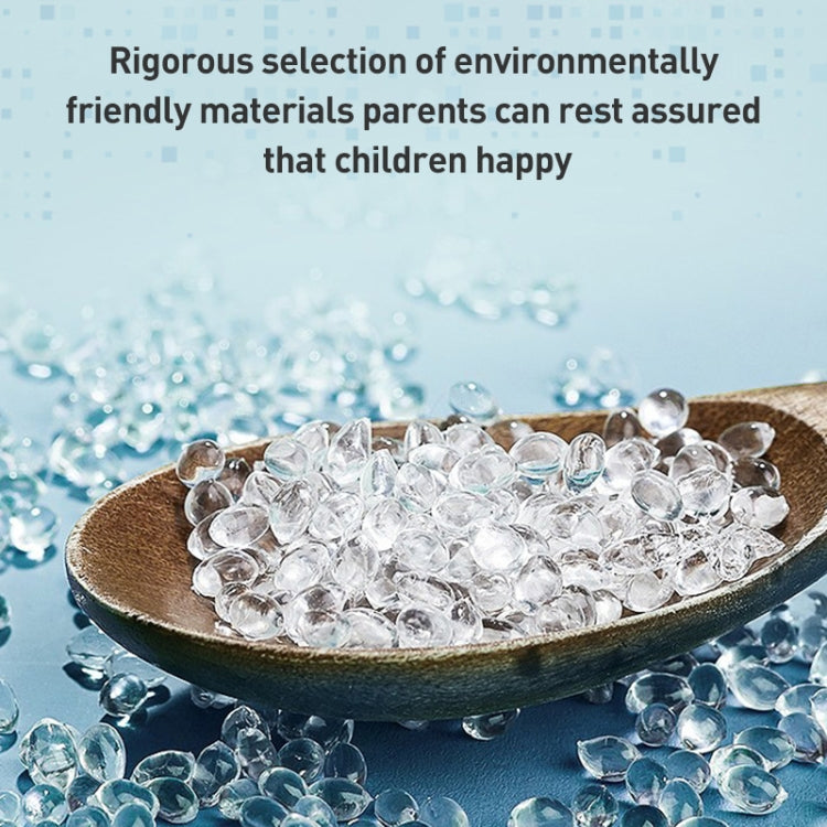 Clear plastic beads in a shallow dish, promotional materials graphic