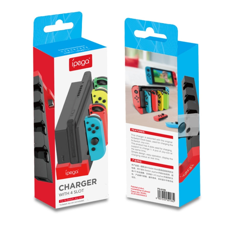 iPega Joy-Con charger charging dock stand in retail box, red and black