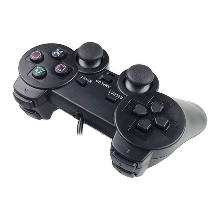 Wired game controller top view with analog sticks and directional pad