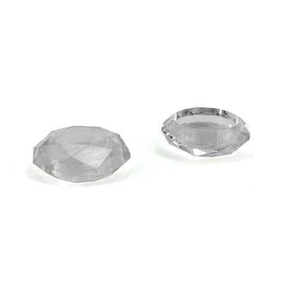 Diamond-textured grip caps, 2-piece set, clear white transparent octagon shape