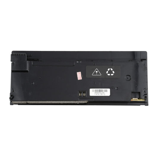 Black power supply chassis with warning icons and multi-pin connector