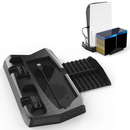 Black charging cooling fan base with dual controller docks and front USB ports