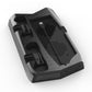 Black charging cooling fan base top view with controller stands and USB ports