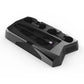 Black charging cooling fan base angled view with vent grille and charging slot