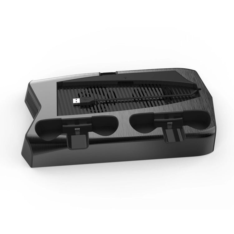 Black charging cooling fan base rear view with controller mounts and side vents