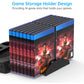 Charging base with 14-slot game storage holder and controller docking area