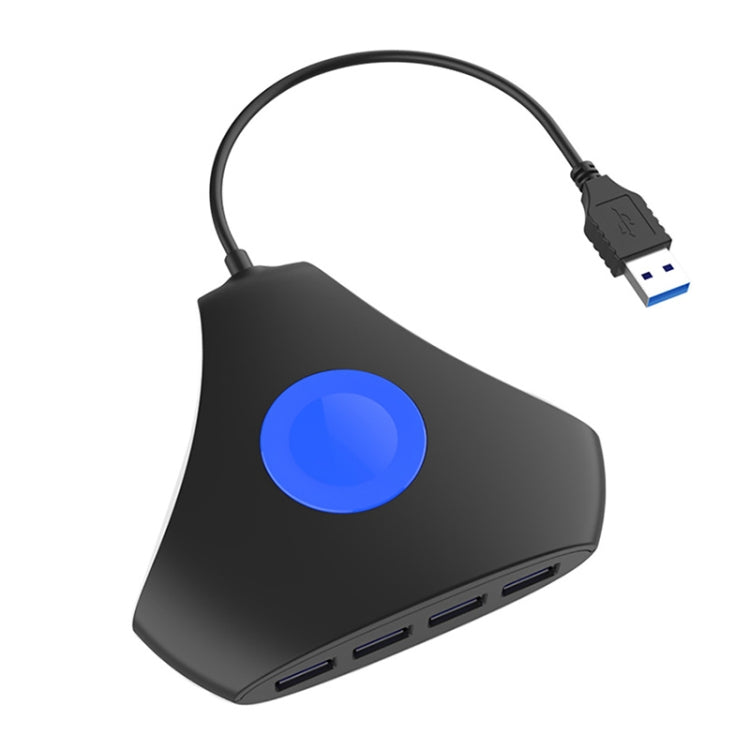 Black USB hub adapter with blue LED and four front USB ports