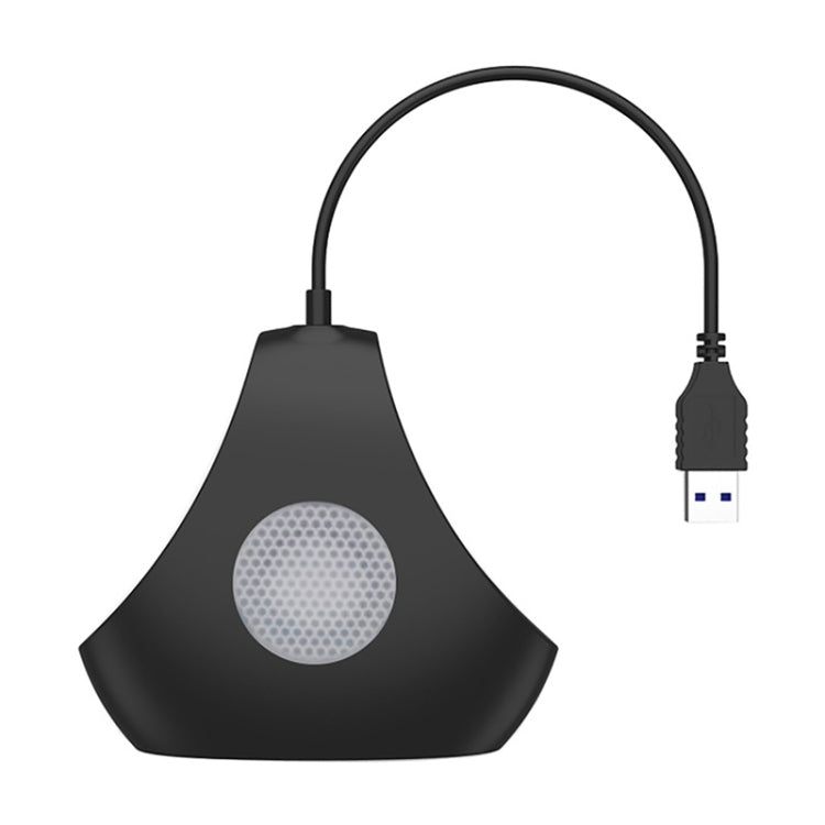 Black USB hub converter with blue LED indicator and built-in speaker grille