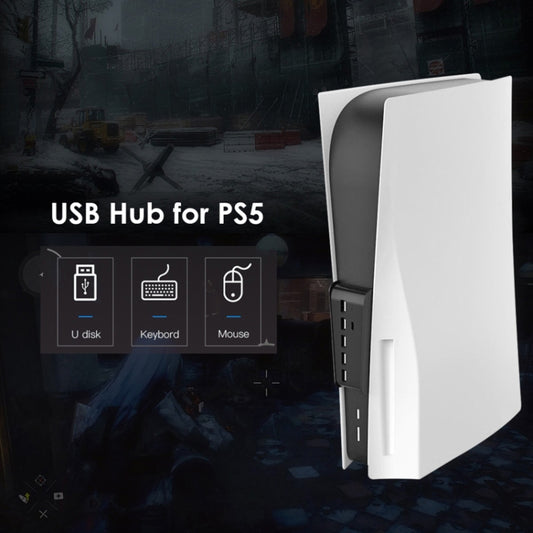 White USB hub adapter with multiple USB ports for game console accessories