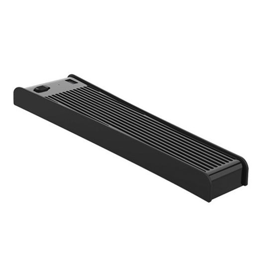 Black horizontal cooling fan bar with vent slots and raised grille top