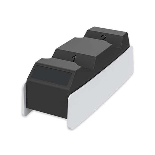 Dual-seat controller charging dock with black top and gray base