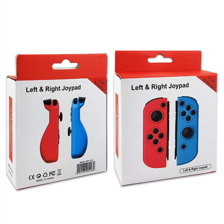 Left and right joypad controller retail boxes in red and blue