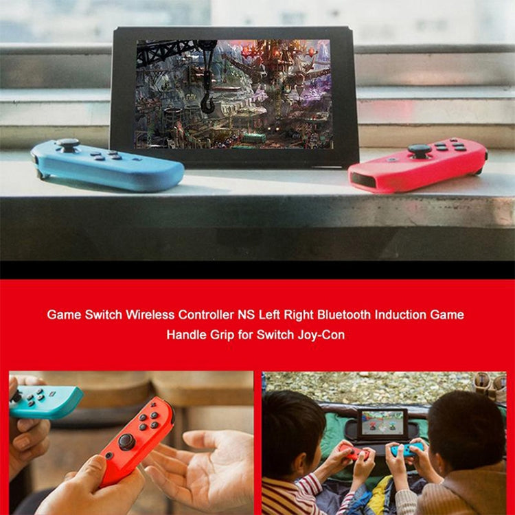 Blue and red split joypad controllers on a tabletop