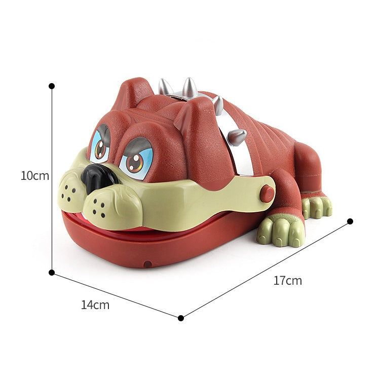 Dog-shaped bite toy angled view with cream jaw, white teeth, and green paw feet.