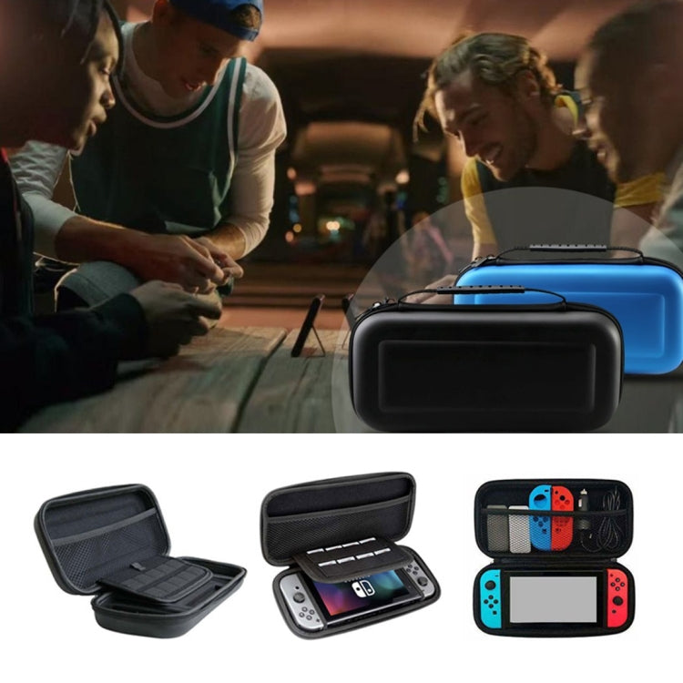 Blue EVA protective case bag with black front panel and zipper