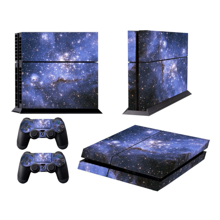 Starry sky PS4 skin sticker set with console panels, controller, and disc cover
