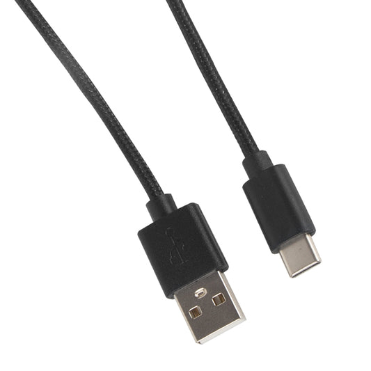 OIVO black braided USB-A to USB-C charging and data cable, metal connectors