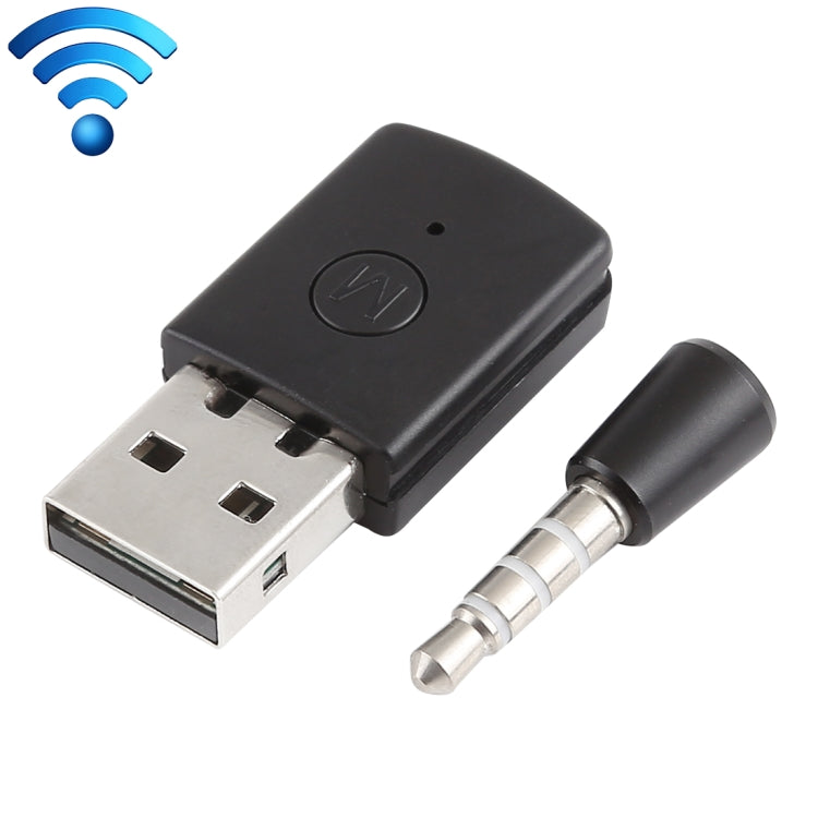 USB Bluetooth adapter dongle with black connector and 3.5mm audio plug