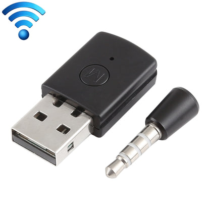 USB Bluetooth adapter dongle with black connector and 3.5mm audio plug