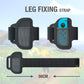 Black leg fixing strap with mesh pocket and teal controller cover