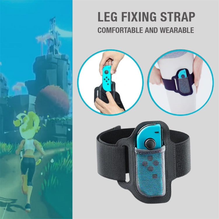 Black leg fixing strap with teal controller holder and mesh cover