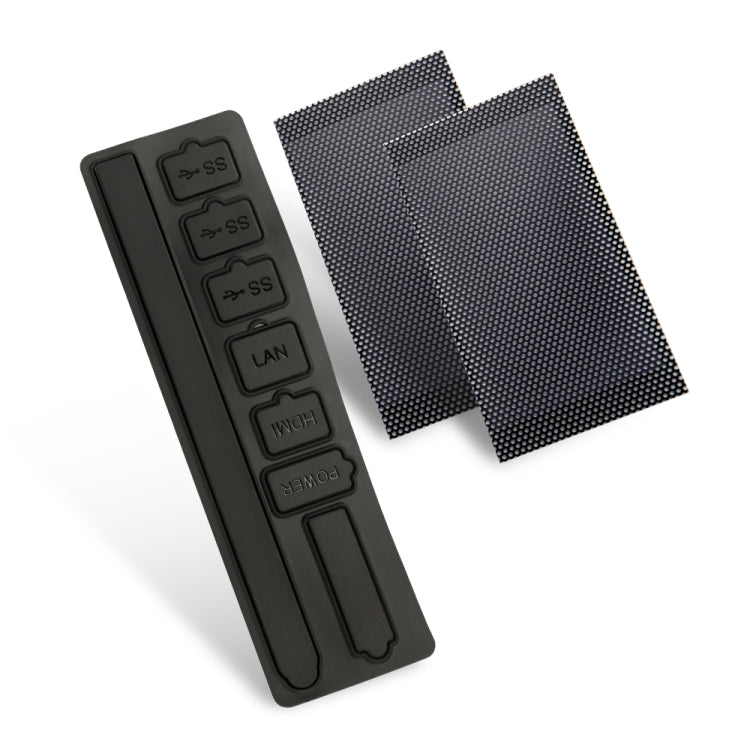 Console dust screen suit: black mesh panels and black button controller cover
