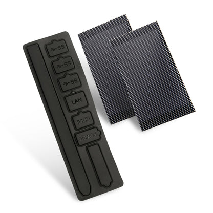 Console dust screen suit: black mesh panels and black button controller cover