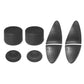 Analog cap kit parts: two dome thumb caps and four wedge trigger caps, black