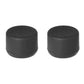 Two black dome thumb caps with textured top, analog cap kit